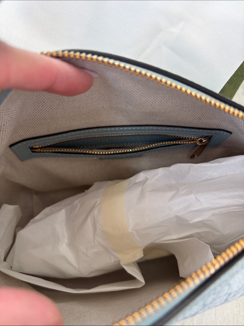 NEW Gucci Light Blue GG Supreme Mini Ophidia Shoulder Bag - Picture 10 of 11